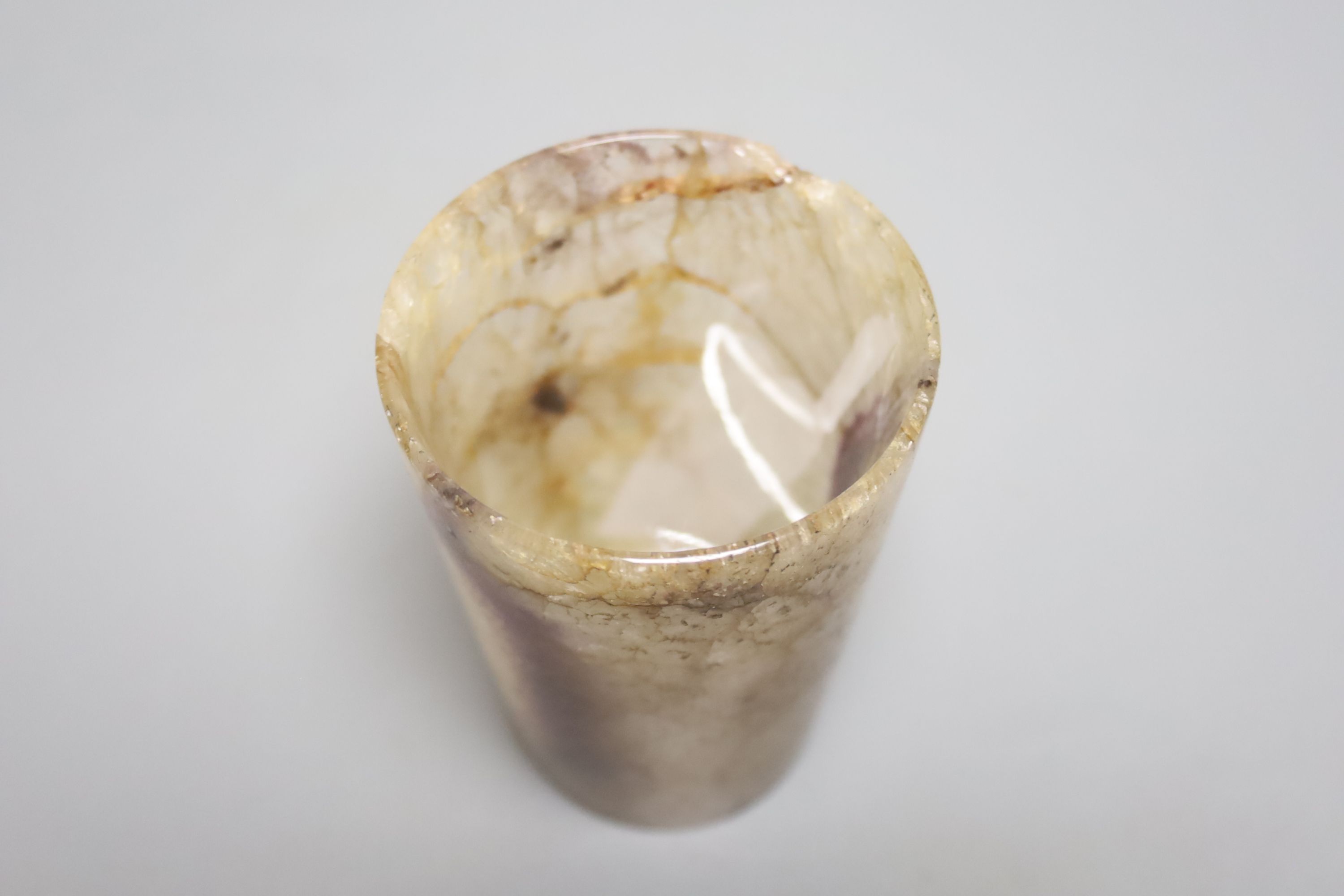 A 19th century small Blue John beaker, height 8.5cm (a.f.)